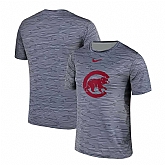 Chicago Cubs Gray Black Striped Logo Performance T-Shirt